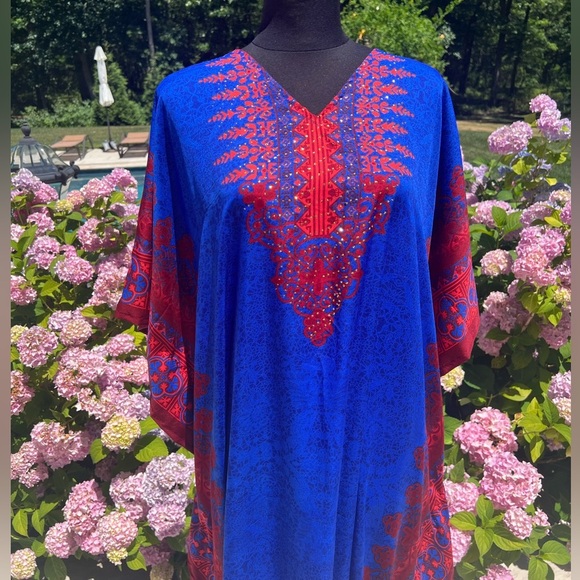 NWT Sante Beautiful Long Summer Kaftan Dress One Size - Picture 4 of 6